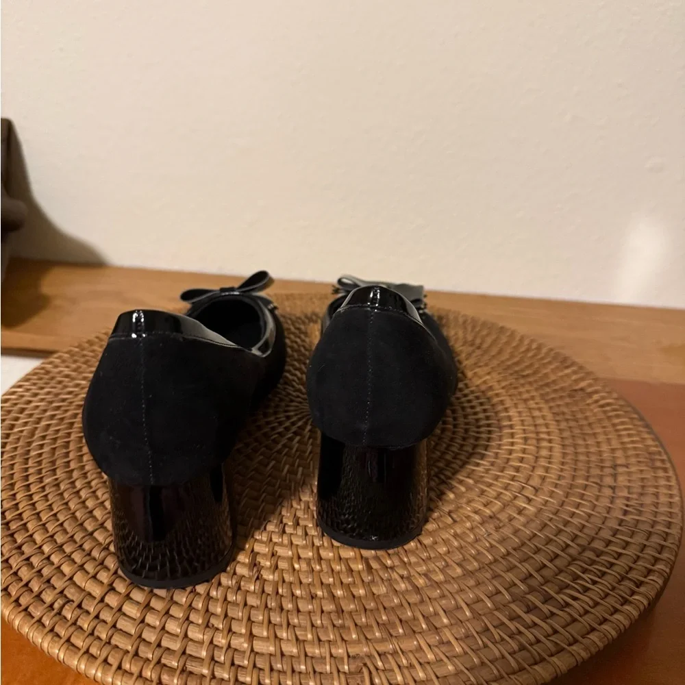 Spring‎ Step Black Bow Block-Heel Pumps
